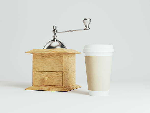istock Takeaway cup with coffee mill mock up for identity branding 618946762