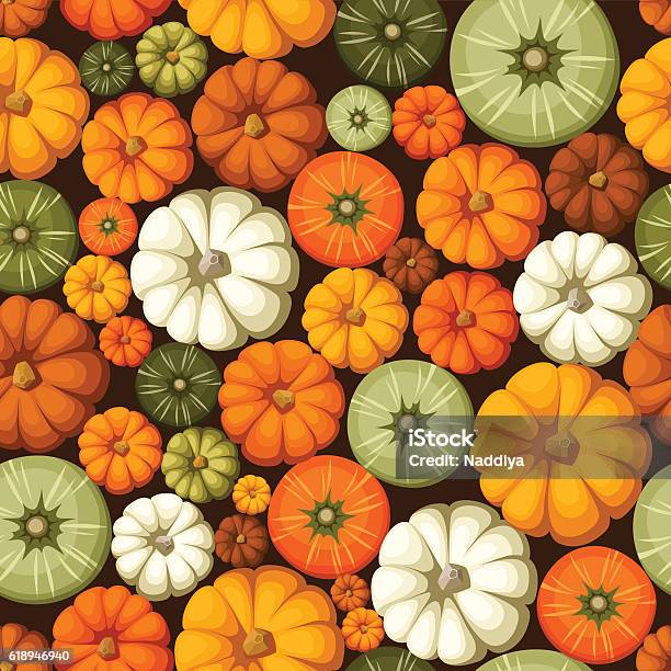Seamless Pattern With Colorful Pumpkins Vector Illustration Stock Illustration - Download Image Now