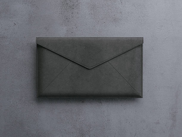 istock Top view of black envelope letter branding element. 3d rendering 618947952