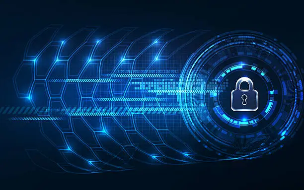Photo of Abstract Technology background.Security concept with padlock ico