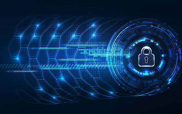 abstract technology background.security concept with padlock ico - digital key bildbanksfoton och bilder