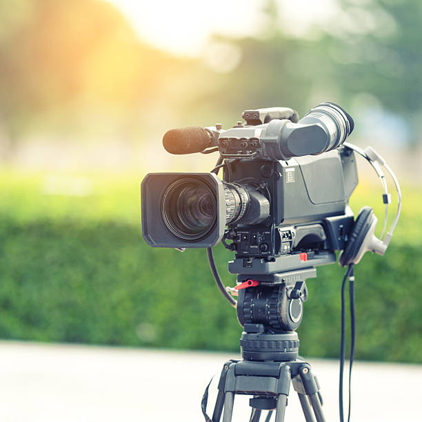 istock Television camera recording publicity event 618950886