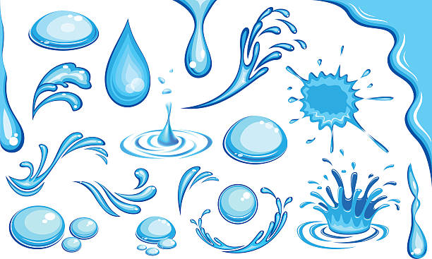 ilustraciones, imágenes clip art, dibujos animados e iconos de stock de conjunto de vectores de gota de agua - puddle condensation water drop