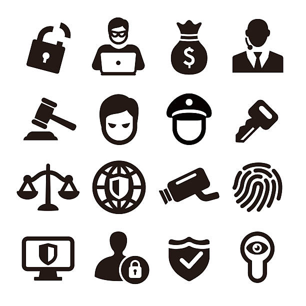 ilustraciones, imágenes clip art, dibujos animados e iconos de stock de de acme serie iconos de seguridad - surveillance human eye security privacy
