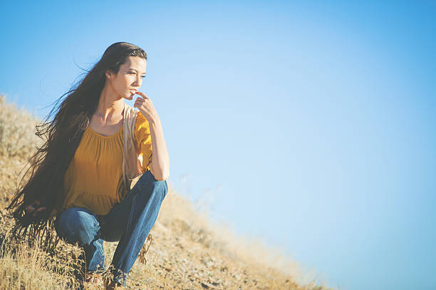 istock Attractive Adult Mixed Race Female Retro 70s 618959962