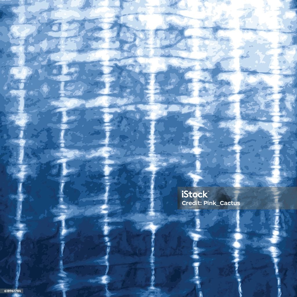 Indigo blau Krawatte Farbstoff Design - Lizenzfrei Abbindebatik Vektorgrafik