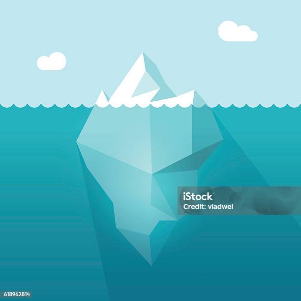 Illustration De Vecteur Diceberg Dans Leau De Mer Berg Flottant Partie Sousmarine Vecteurs libres de droits et plus d'images vectorielles de Iceberg - Bloc de glace