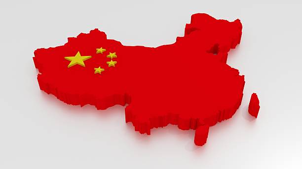 istock 3D Map of China in red isolated on white 618965224