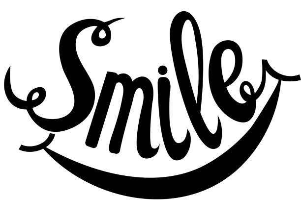 Hand Drawn Lettering Word Smile Smile. Hand Drawn Inspiration Phrase. Vector Lettering anthropomorphic smiley face illustrations stock illustrations
