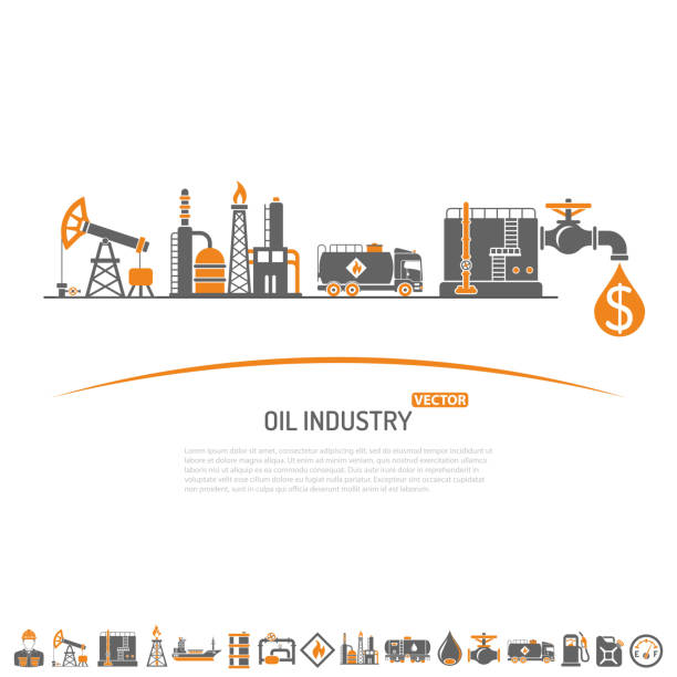 ilustrações de stock, clip art, desenhos animados e ícones de oil industry concept - two tone