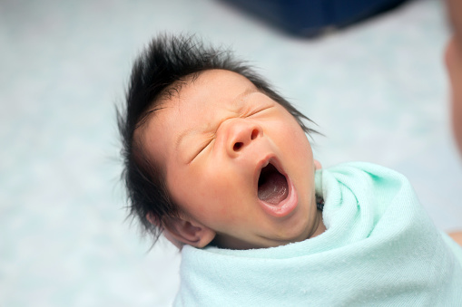 Closeup yawning baby