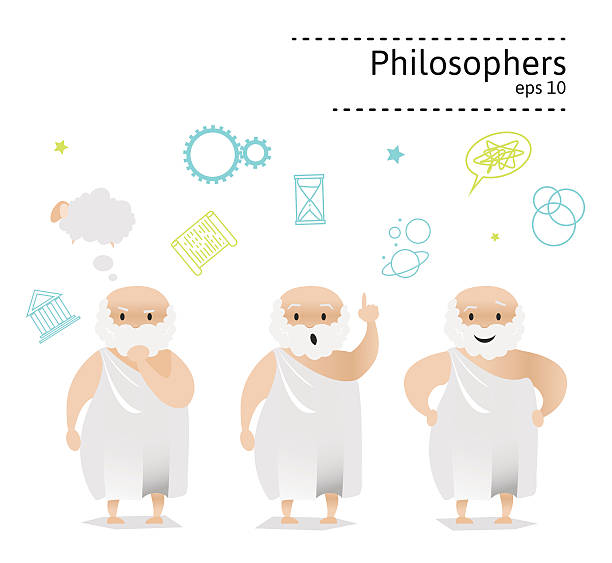 Set of 3 ancient greek philosopher Set of 3 ancient greek philosopher and thinker. aristotle stock illustrations
