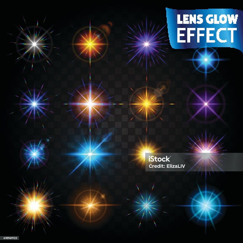 Glow Effect Collection Lens Glow Effect Big Set Of Light Effects Stock Illustration - Download ...