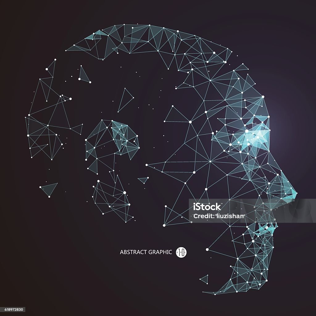 ポイント、ヘッドコンターからの線接続、ベクトルイラストレーション。 - 人物のロイヤリティフリーベクトルアート