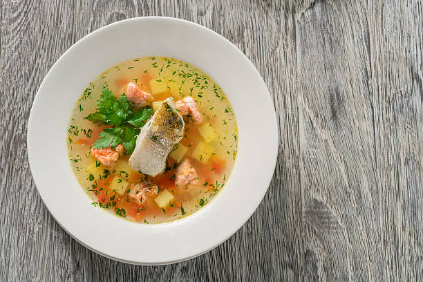 istock Beautiful presentation of the fish soup. 618973190