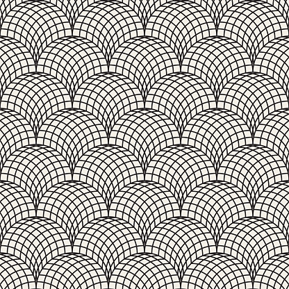 Linear Arcing Patterns Vector Seamless Black And White Arc Shape Line Lattice Pattern Stock ...