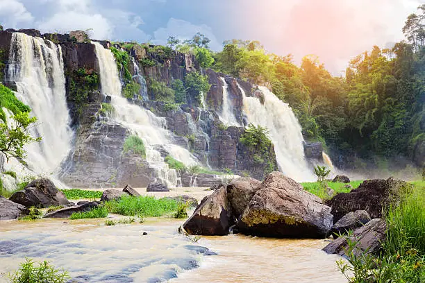 Pongour Falls  beautiful waterfall  in rain season ,dalat ,vietnam