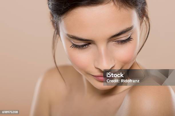 Shy Beauty Woman Stock Photo - Download Image Now - Human Face, Women, Beauty