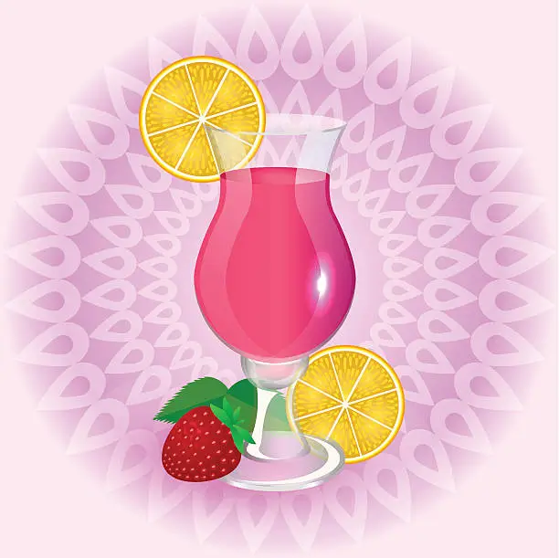 Vector illustration of Pink cocktail