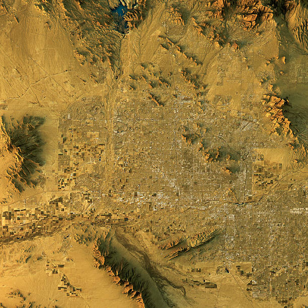 istock Phoenix Topographic Map Natural Color Top View 618978770