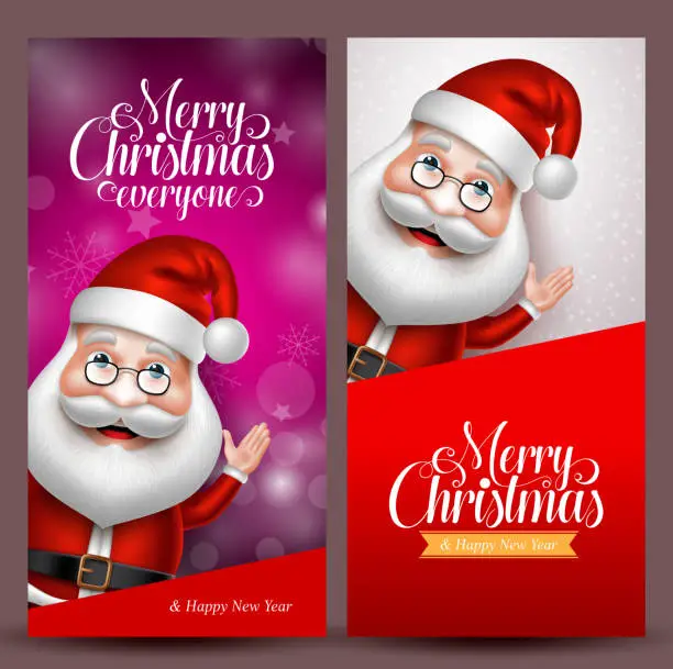 Vector illustration of Christmas background and vector banners with santa claus