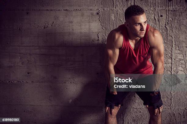 Workout Break Stock Photo - Download Image Now - Men, Exercising, Gym