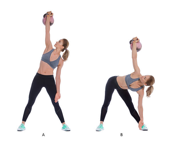 Kettlebell windmill stock photo