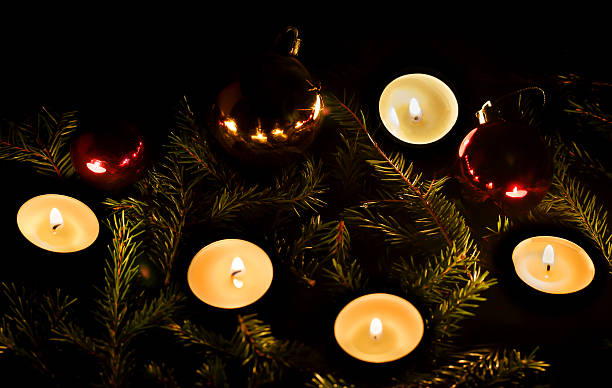 istock New Year. Christmas Balls and candles. 618980804