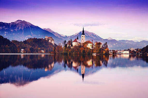 istock Amazing Bled Lake on sunset, Slovenia, Europe 618981806