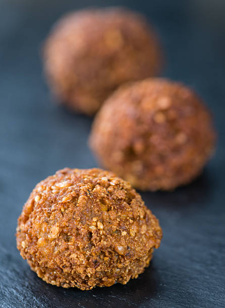 Wooden table with Falafels