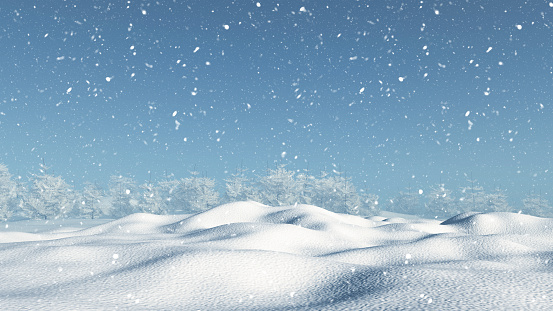 3D render of a snowy landscape