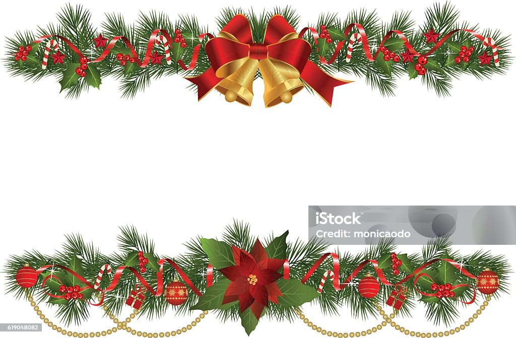 Guirlandes de Noël avec des branches de sapin - clipart vectoriel de Collier de fleurs libre de droits