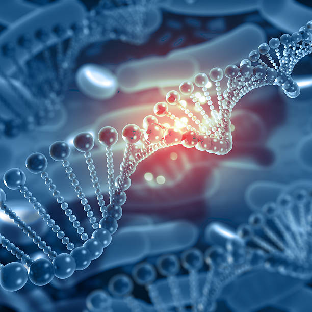 istock 3D medical background with DNA strands 619049370