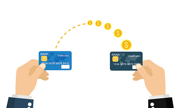 ilustraciones, imágenes clip art, dibujos animados e iconos de stock de dinero de transferencia  - credit cards