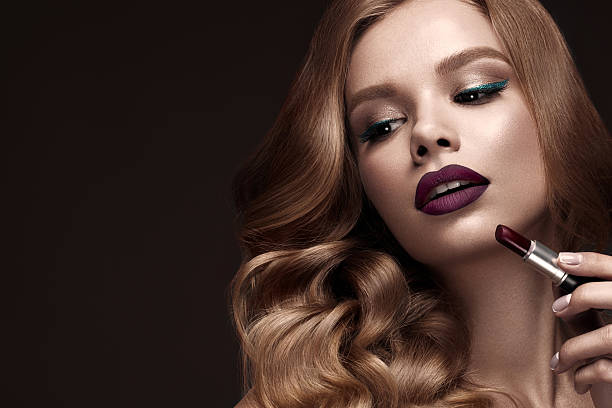Beautiful Blonde In A Hollywood Manner With Curls Dark Lips Stock Photo - Download Image Now - iStock Beautiful Blonde In A Hollywood Manner With Curls Dark Lips Stock Photo - Download Image Now - iStock