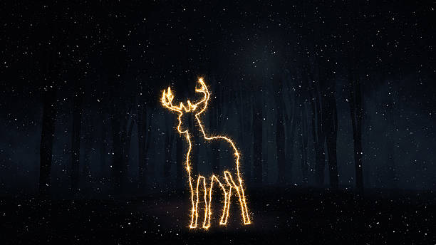 istock 3D Christmas background with sparkly deer outline 619050442