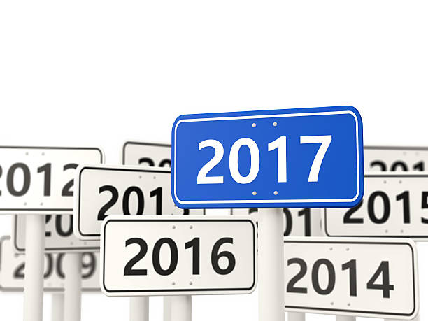istock 2017 New year on blue road sign. 619050580