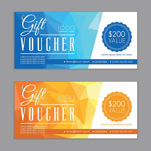Gift Vouchers Template. Bleed Size in in proportion 214x99 mm. Vector illustration of the gift vouchers template. Bleed Size in in proportion 214x99 mm. gift card template stock illustrations