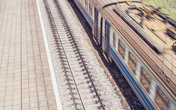 istock Train is arriving to the station. Motion blur 619055656