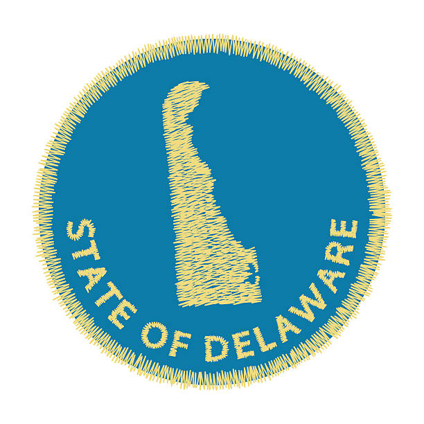 ilustrações, clipart, desenhos animados e ícones de estado de delaware design mapa para roupas. patch bordado - usa delaware map cartography