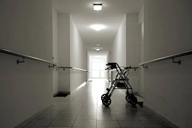 Corridor with walker in a nursing home