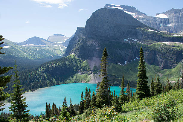 View of Grinnell Lake in Glacier National Park, Montana, United States.