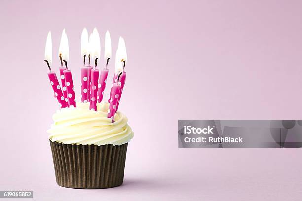 Birthday Cupcake Stock Photo - Download Image Now - Backgrounds, Baked, Birthday