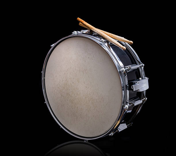 Snare drum on black background Snare drum on black background snare drum stock pictures, royalty-free photos & images