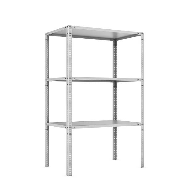 istock Rendering of three-storey light metal rack isolated on the 619066474