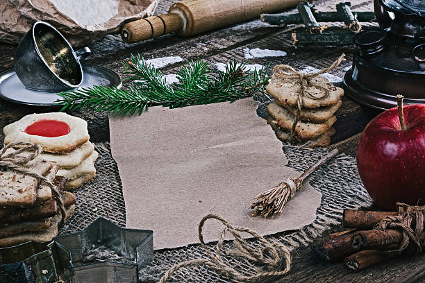 istock Footprints on the table with christmas cookies 619066818