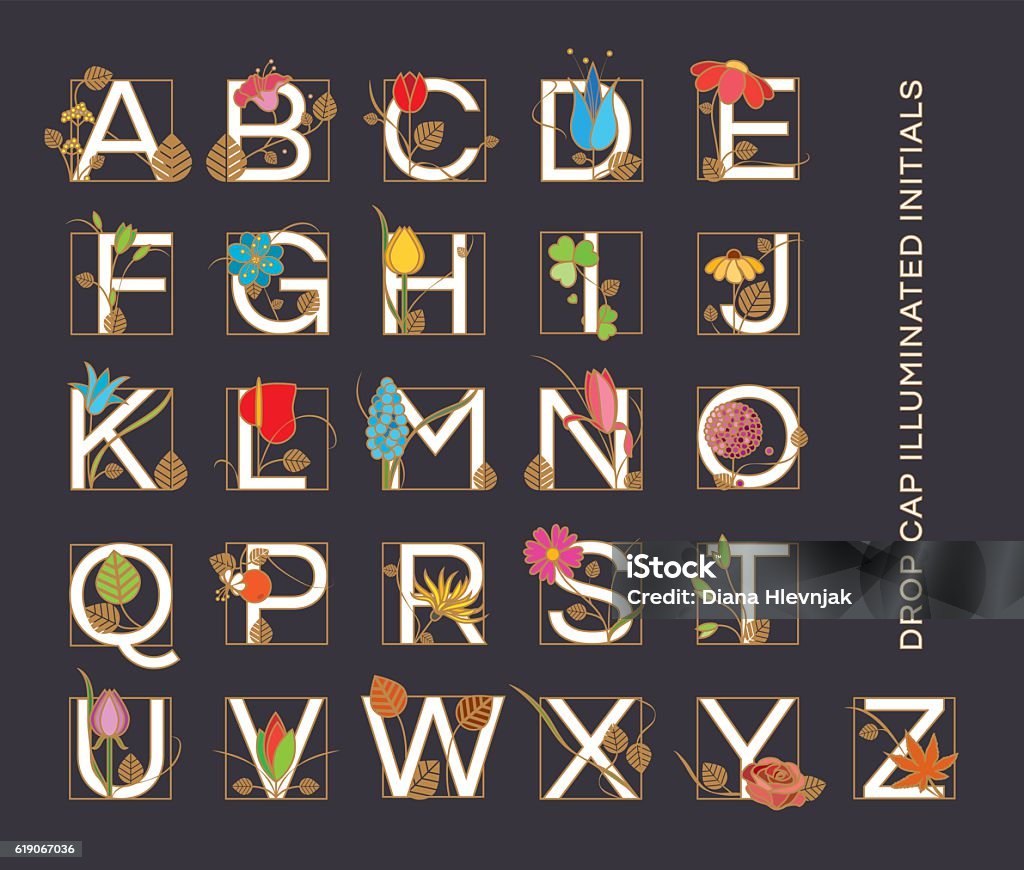Letras del alfabeto en estilo Art Nouveau - arte vectorial de Arte Nouveau libre de derechos