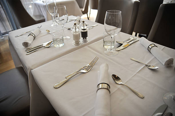 istock Elegant table arrangement in restaurant 619067170