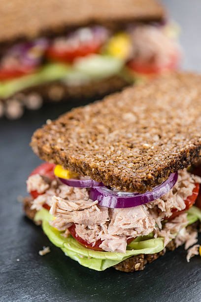 istock Slate slab with a Tuna Sandwich (on wholemeal bread) 619070084