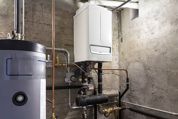 istock condensing boiler gas in the boiler room 619071464